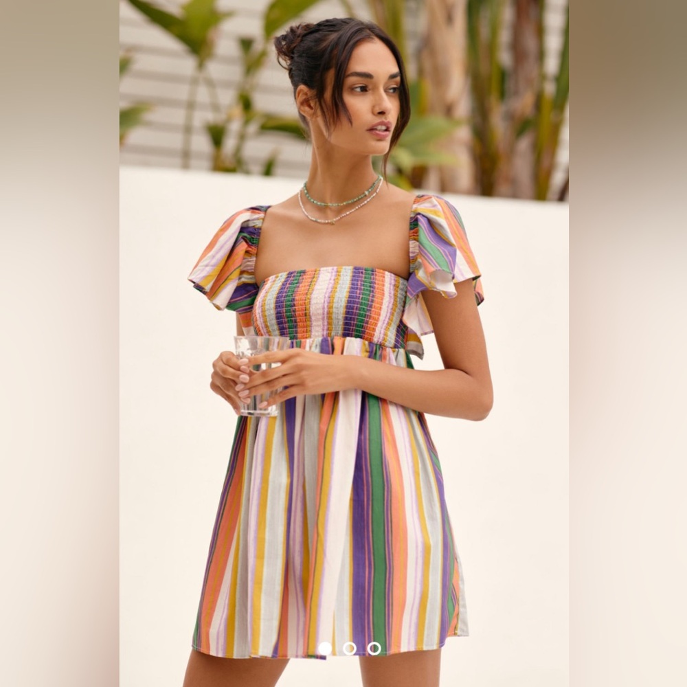 NWT Anthropologie Ruffle-Sleeve Open-Back Mini Dress